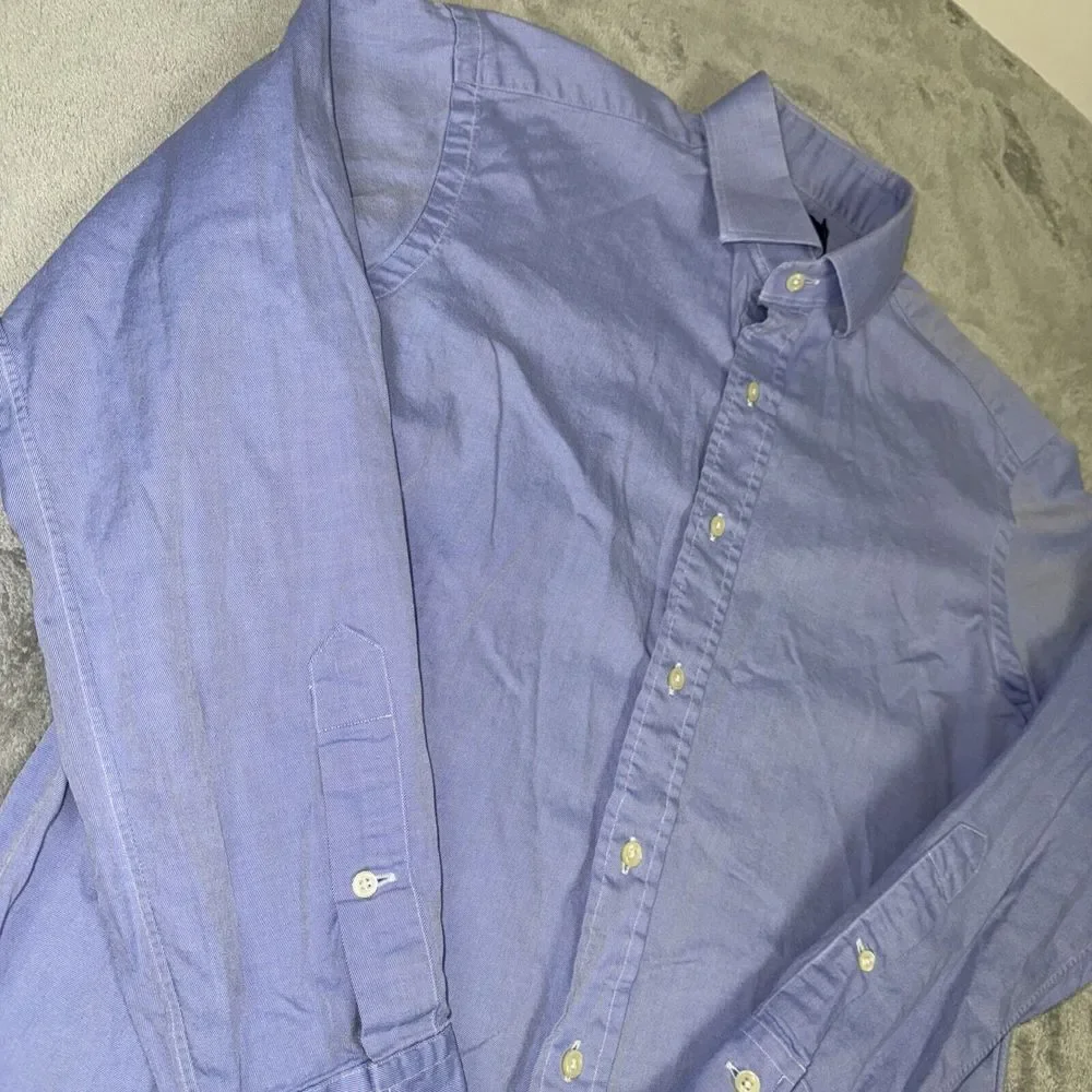 POLO Ralph Lauren Regent Custom Fit Button Up‎ Shirt Mens Size 15 32/33 Blue VTG